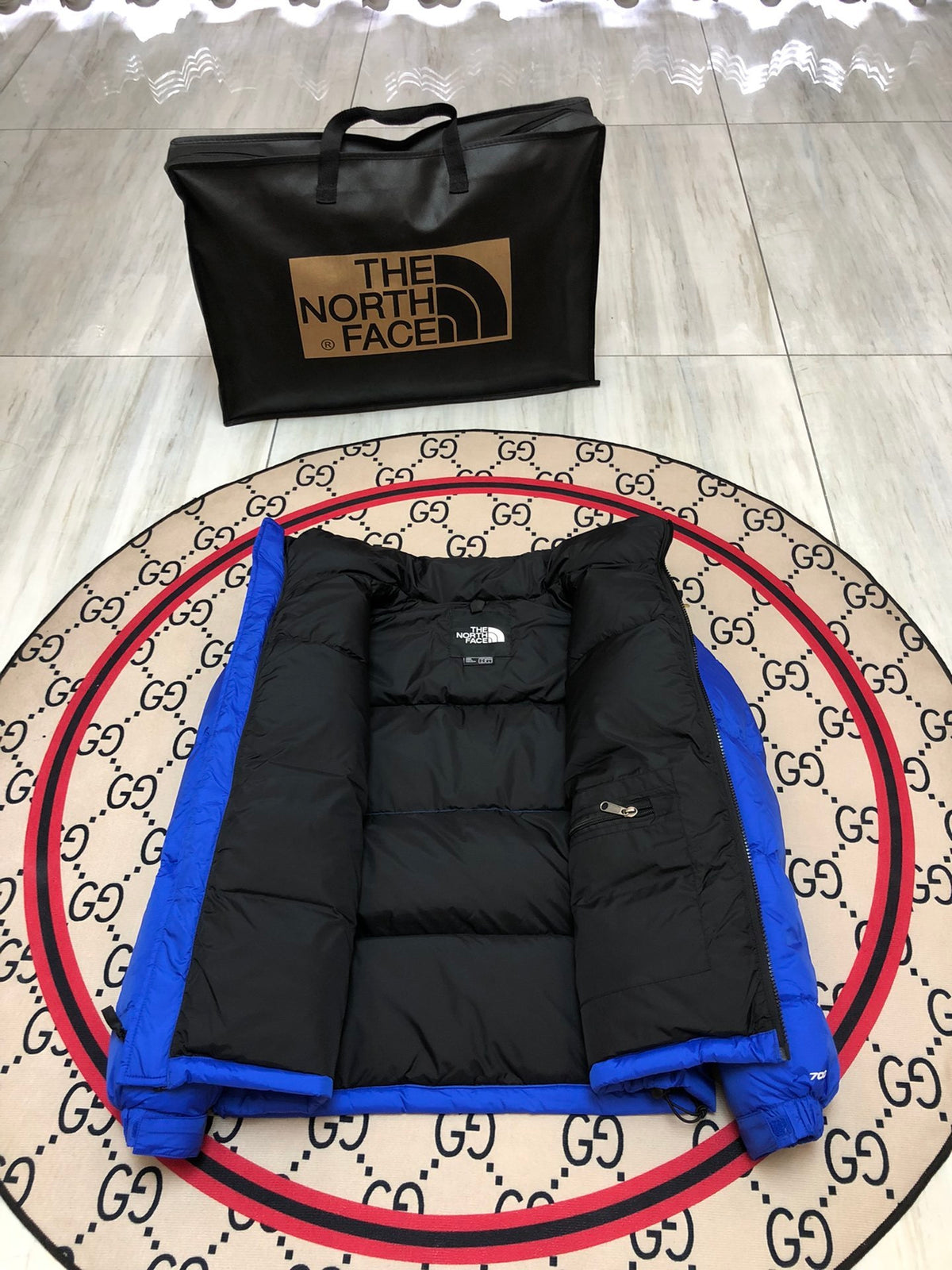 The North Face Blue & Black 700-Fill Nuptse Down Puffer Jacket