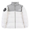 The North Face White Grey 1992 Nuptse 30th Anniversary Down Jacket – 700-Fill White Shell Grey Yoke Colorblock Nuptse Baffle Anniversary Badge TNF Outerwear