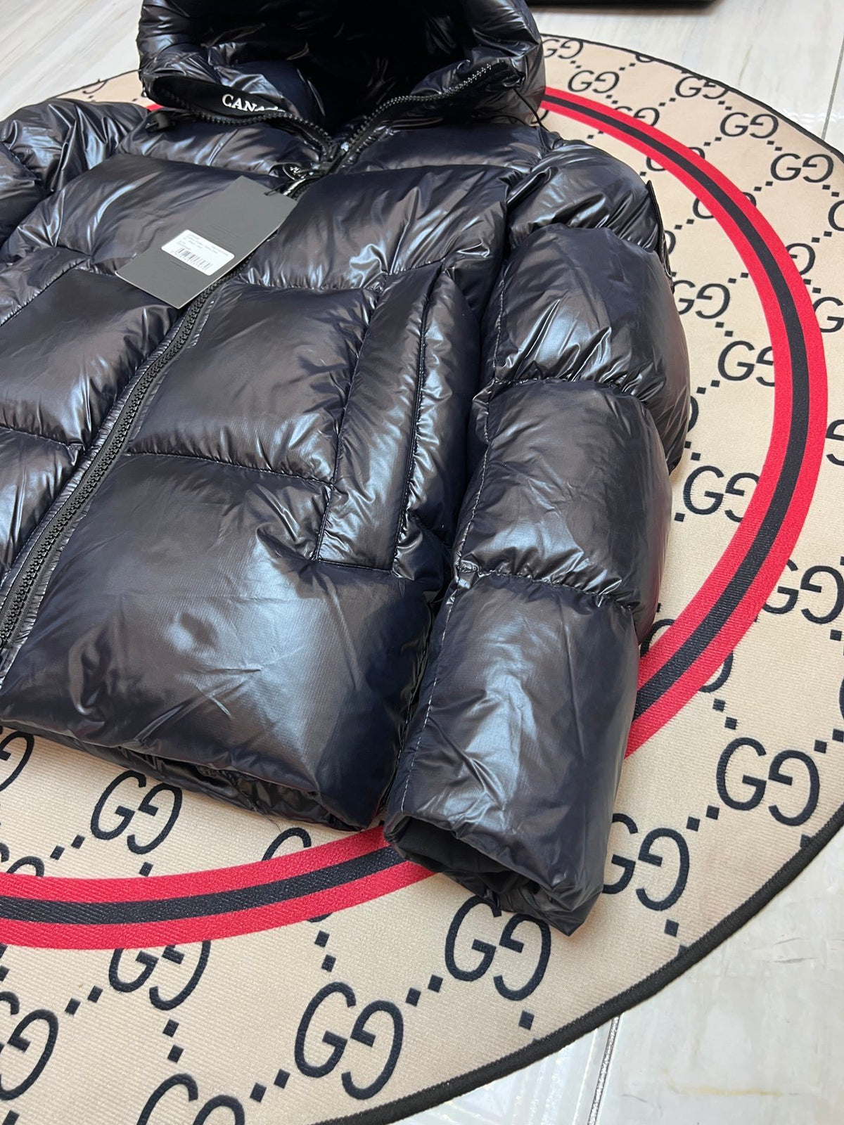 Canada Goose Black Glossy Down Puffer – Lacquer Shell Arctic Program Badge Canadian Outerwear