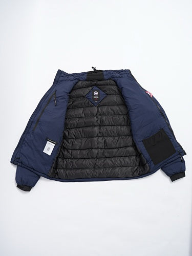 Canada Goose Navy Blue Down Jacket – Black Quilted Interior Black Ribbed Cuffs Arctic Program Badge Canadian Outerwear