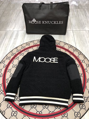 Moose Knuckles Black Teddy Fleece Zip-Up Jacket