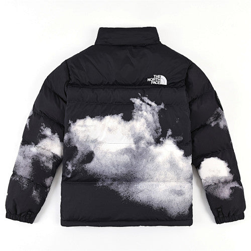 The North Face Black Cloud Print 1992 Nuptse 30th Anniversary Down Jacket – 700-Fill All-Over Cloud Graphic Nuptse Baffle Anniversary Badge TNF Outerwear