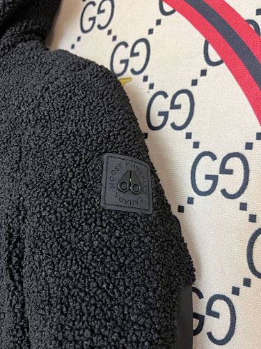 Moose Knuckles Black Teddy Fleece Zip-Up Jacket