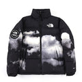 The North Face Black Cloud Print 1992 Nuptse 30th Anniversary Down Jacket – 700-Fill All-Over Cloud Graphic Nuptse Baffle Anniversary Badge TNF Outerwear