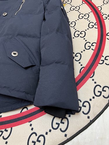 Moose Knuckles Navy Crystal Stud Down Bomber – White Fur Hood Silver Hardware Canadian Outerwear