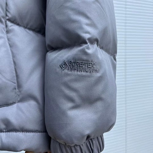 The North Face Purple Label Silver Grey GORE-TEX INFINIUM Nuptse Hooded Down Jacket – Nanamica Collab Metallic Shell Tonal Logo Baffle Quilting TNF Purple Label Outerwear