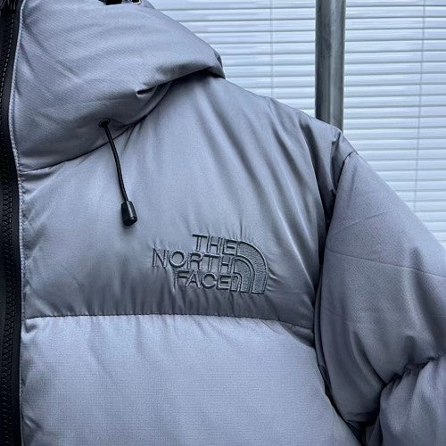 The North Face Purple Label Silver Grey GORE-TEX INFINIUM Nuptse Hooded Down Jacket – Nanamica Collab Metallic Shell Tonal Logo Baffle Quilting TNF Purple Label Outerwear