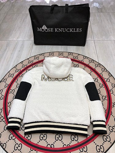 Moose Knuckles Black Sherpa-Hood Down Puffer Jacket