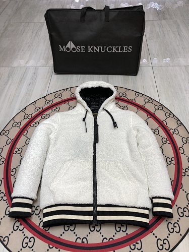 Moose Knuckles Black Sherpa-Hood Down Puffer Jacket