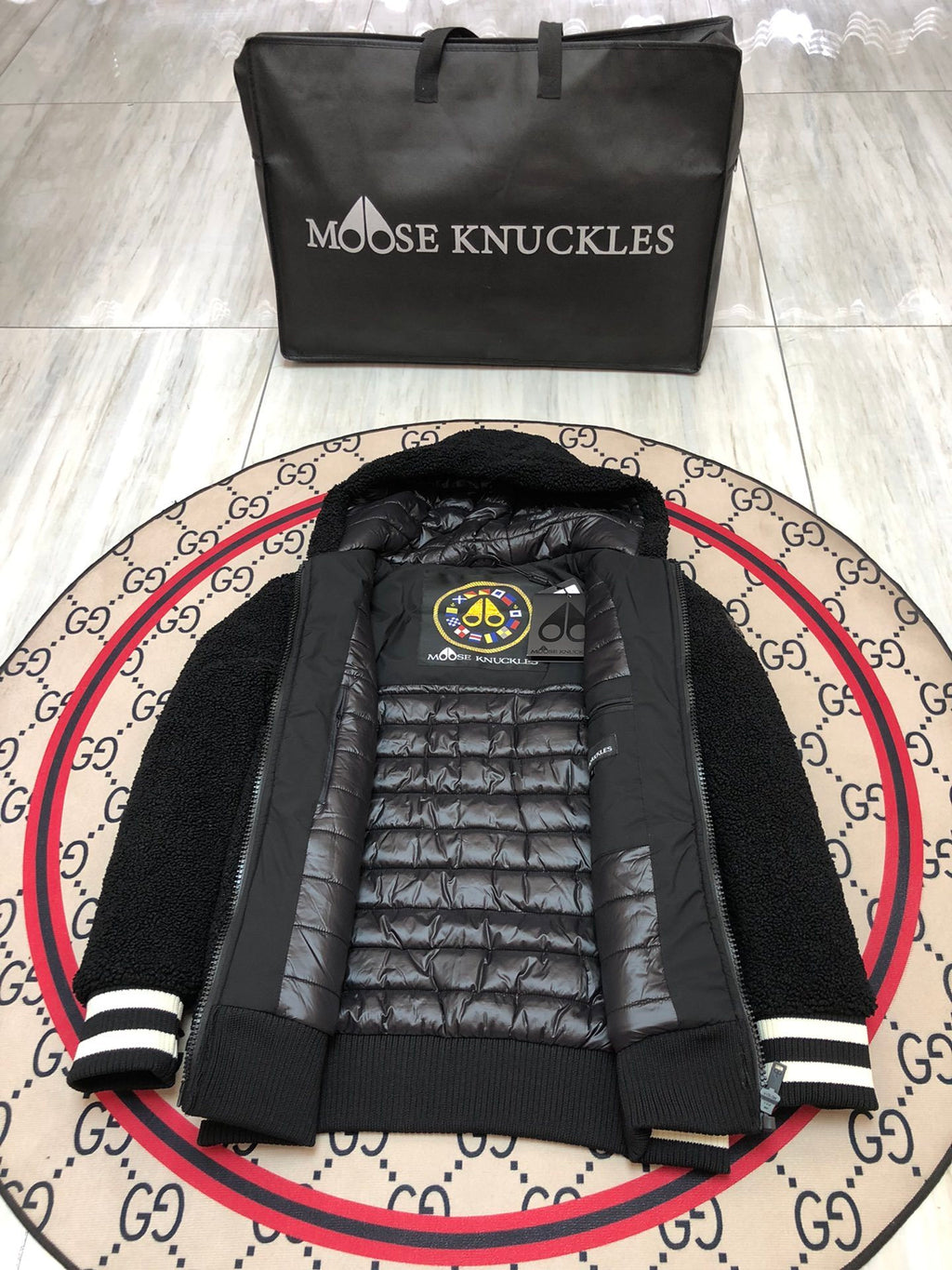 Moose Knuckles Black Teddy Fleece Zip-Up Jacket