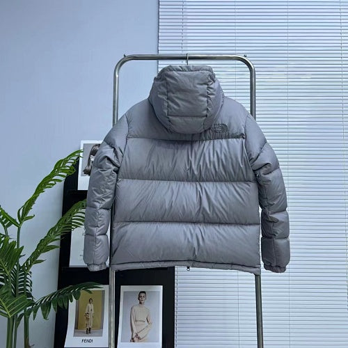 The North Face Purple Label Silver Grey GORE-TEX INFINIUM Nuptse Hooded Down Jacket – Nanamica Collab Metallic Shell Tonal Logo Baffle Quilting TNF Purple Label Outerwear