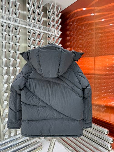 Moncler Black Technical Down Hooded Jacket – Matte Shell Structured Hood Wide Baffles Zip Draft Flap Moncler Outerwear