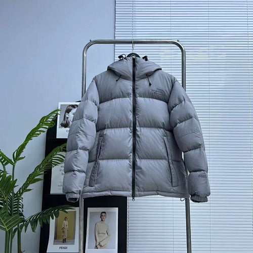 The North Face Purple Label Silver Grey GORE-TEX INFINIUM Nuptse Hooded Down Jacket – Nanamica Collab Metallic Shell Tonal Logo Baffle Quilting TNF Purple Label Outerwear