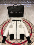 Moose Knuckles White Fur Pom-Pom Down Bomber – Tonal Fur Hood Silver Hardware Canadian Outerwear