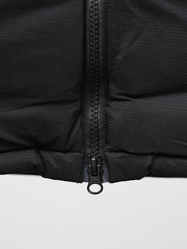 Canada Goose Black Hooded Down Vest – Channel Quilted Stand Collar Chest Pocket Arctic Program Badge Canadian Outerwear