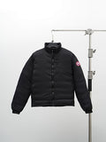 Canada Goose Black Hooded Down Vest – Channel Quilted Stand Collar Chest Pocket Arctic Program Badge Canadian Outerwear
