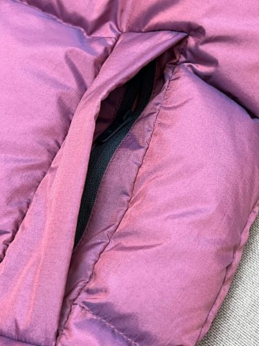 Lululemon Berry Women's Hooded Down Puffer – Iridescent Shell Snap Placket Wide Baffle Ribbed Hem Lululemon Outerwear