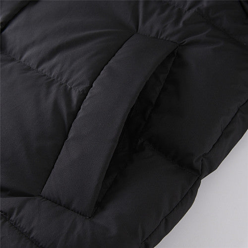 Lululemon Black Women's Hooded Down Puffer – Embossed Logo Snap Placket Wide Baffle Integrated Hood Lululemon Outerwear