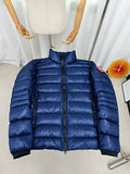 Canada Goose Navy Blue Down Puffer – Wide Baffle Ribbed Hem Arctic Program Badge Canadian Outerwear