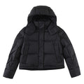 Lululemon Black Women's Hooded Down Puffer – Embossed Logo Snap Placket Wide Baffle Integrated Hood Lululemon Outerwear