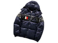 Moncler Navy Blue & Black Colorblock Hooded Puffer Jacket