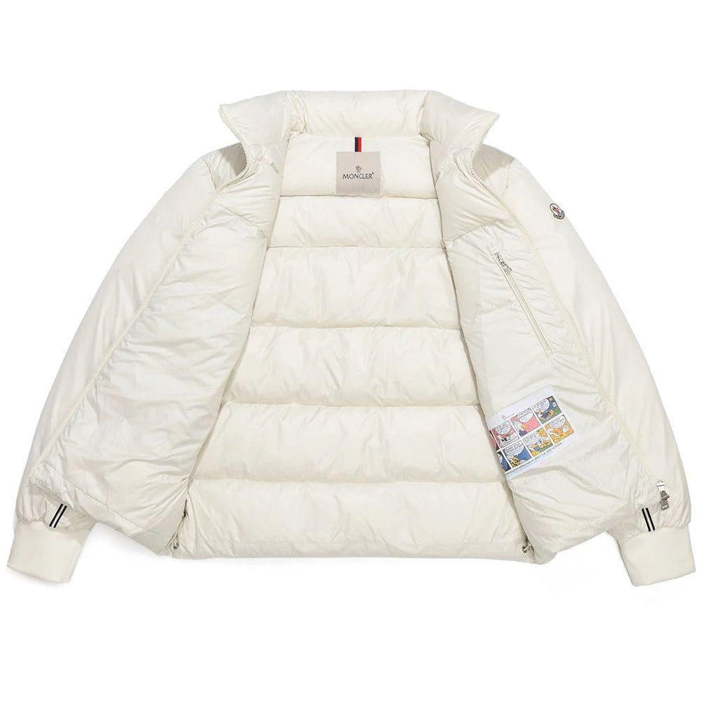 Moncler Off-White Striped Down Puffer Jacket