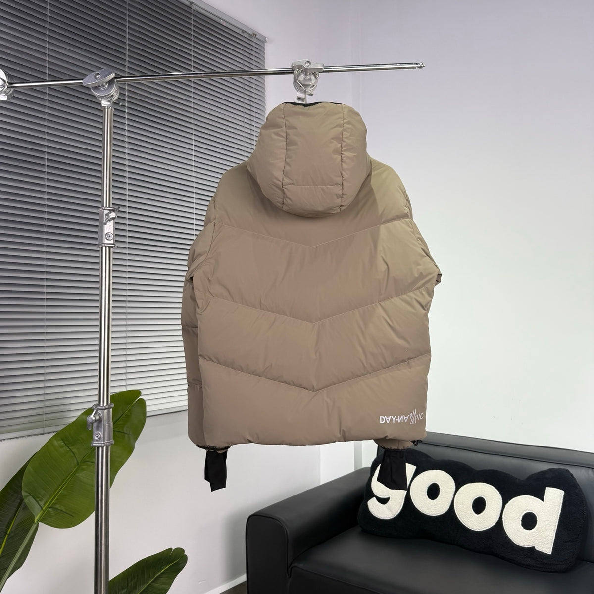 Moncler Khaki Hooded Down Puffer Jacket