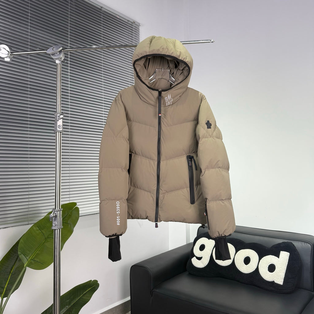 Moncler Khaki Hooded Down Puffer Jacket