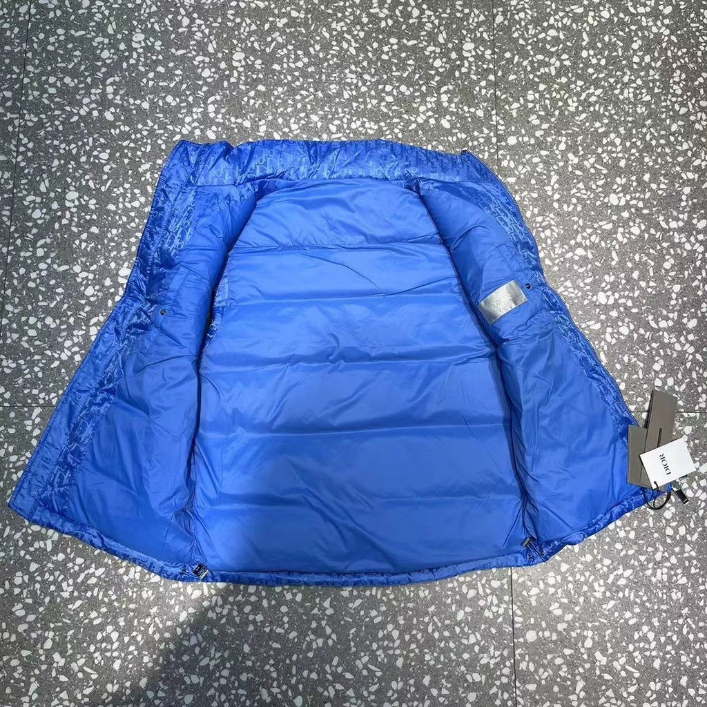 Dior Royal Blue Down Vest – Oblique Jacquard Insulated Sleeveless Jacket