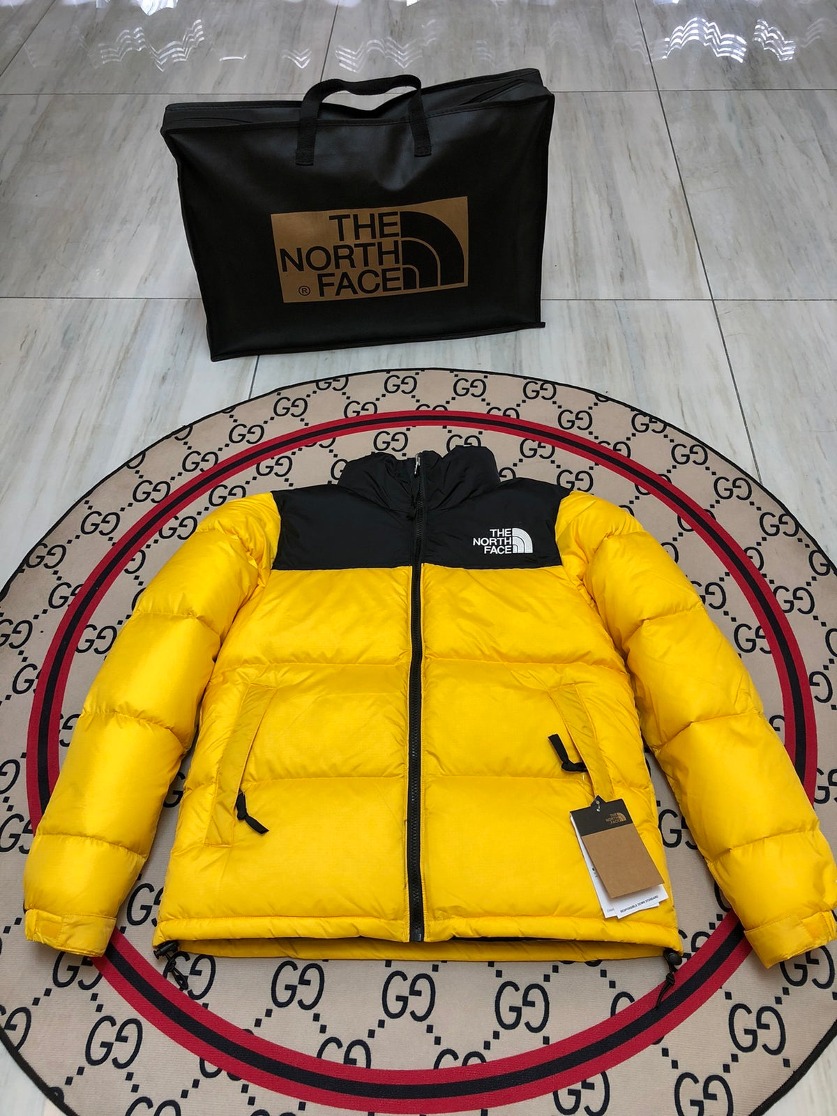 The North Face Yellow 700-Fill Nuptse Down Puffer Jacket