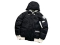 Canada Goose Black Chilliwack Bomber – Hood White Ribbed Hem Badge Logo Canadian Outerwear