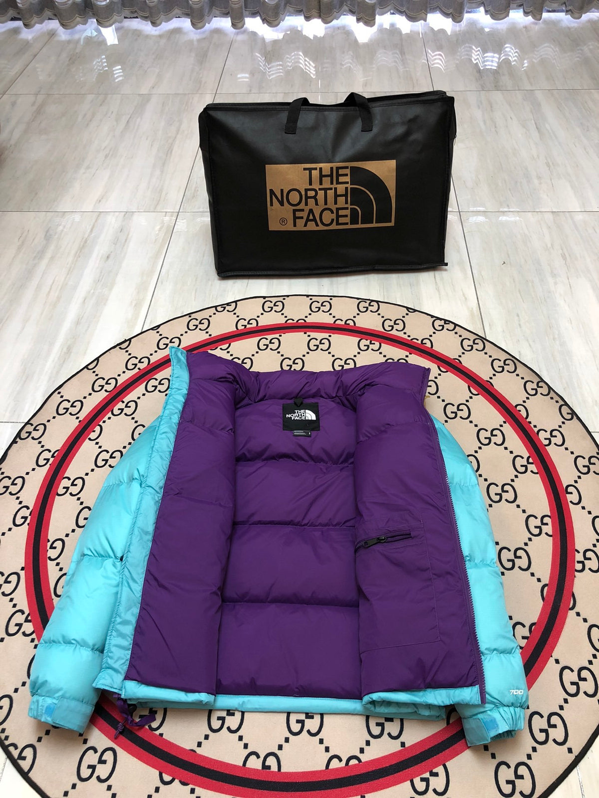 The North Face Teal Blue 700-Fill Nuptse Down Puffer Jacket