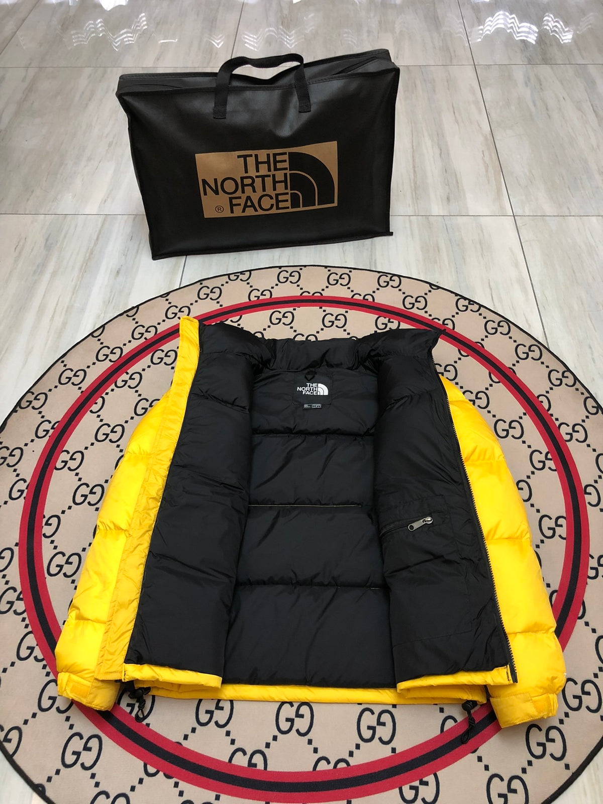 The North Face Yellow 700-Fill Nuptse Down Puffer Jacket