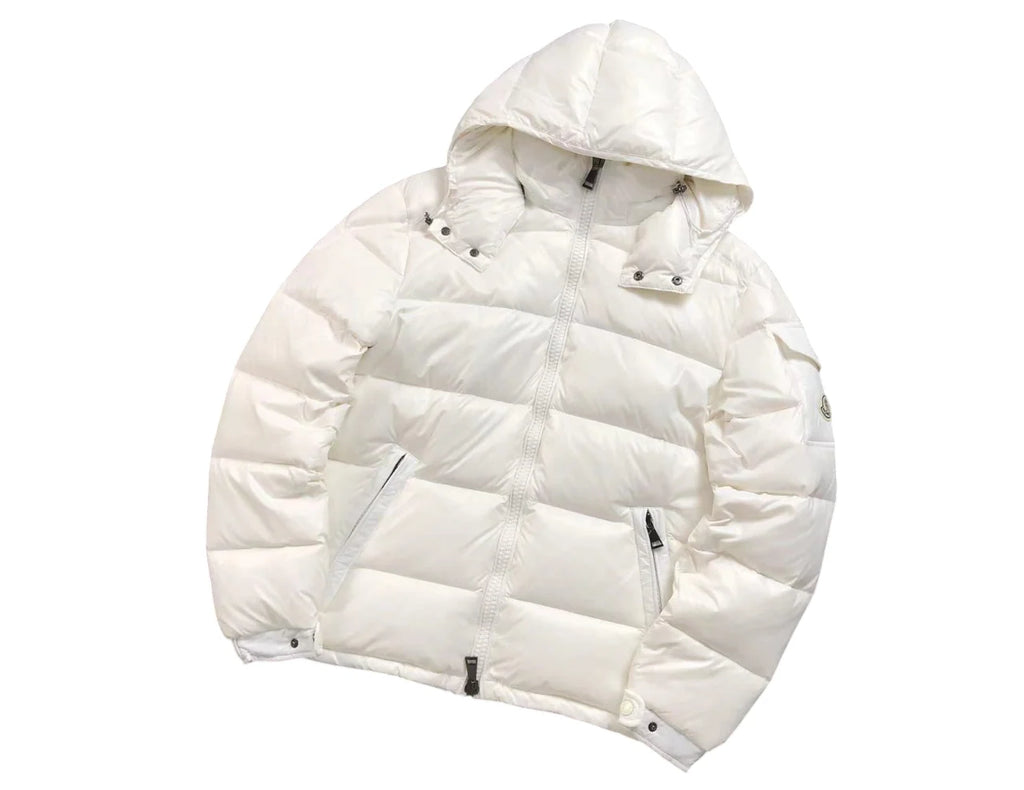 Moncler Ivory White Hooded Puffer Jacket