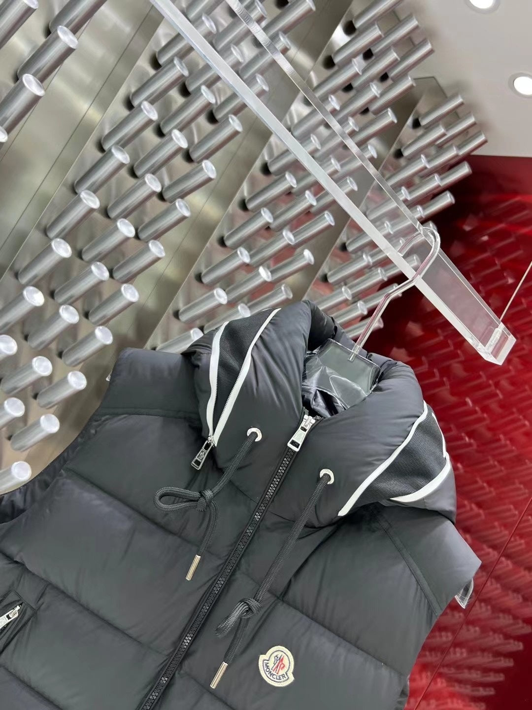 Moncler Charcoal Hooded Down Vest – Premium Insulated Sleeveless Jacket