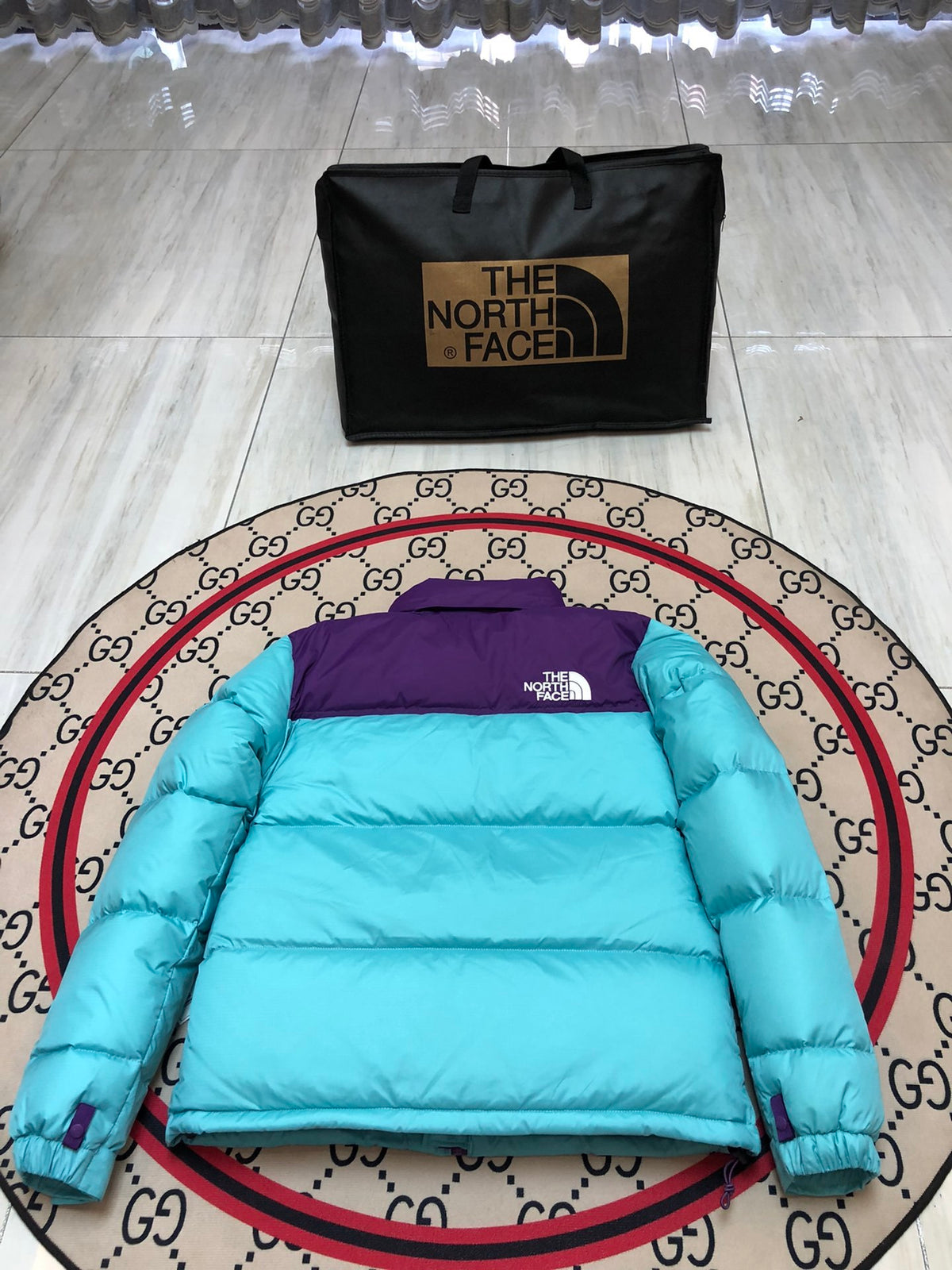 The North Face Teal Blue 700-Fill Nuptse Down Puffer Jacket