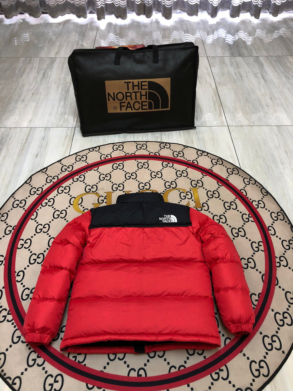 The North Face Red & Black 700-Fill Nuptse Down Puffer Jacket