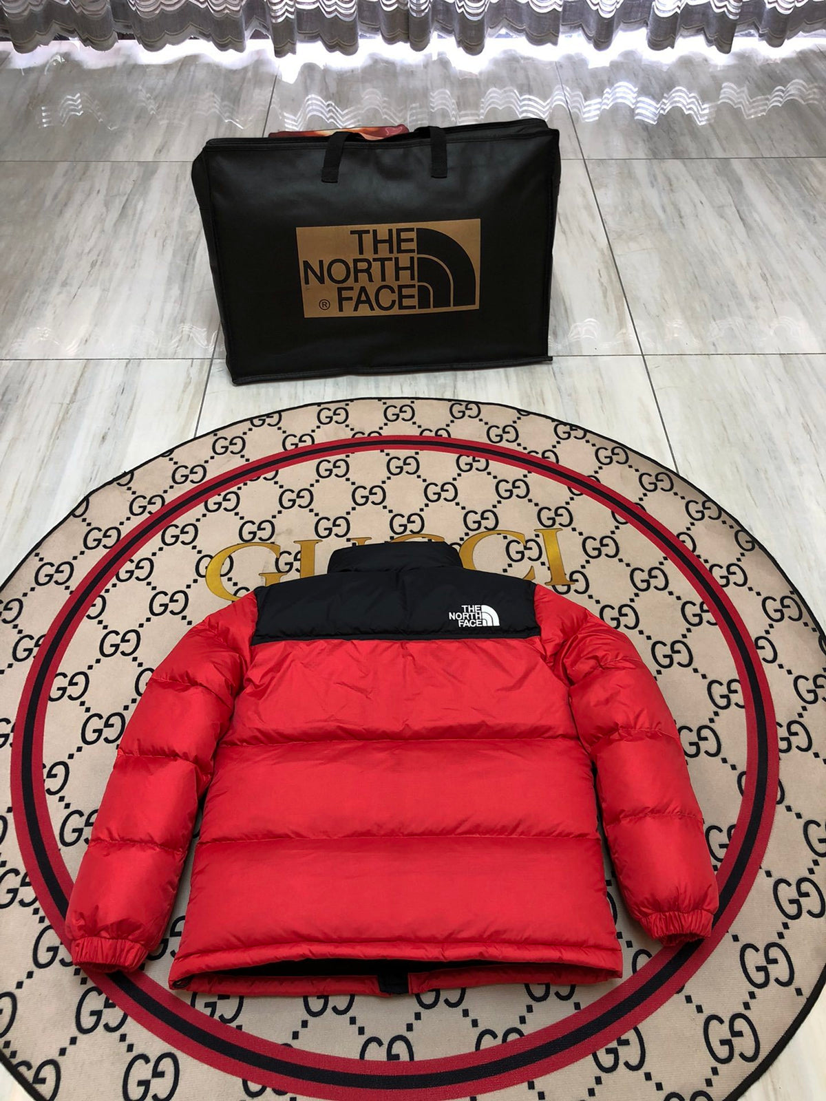 The North Face Red & Black 700-Fill Nuptse Down Puffer Jacket
