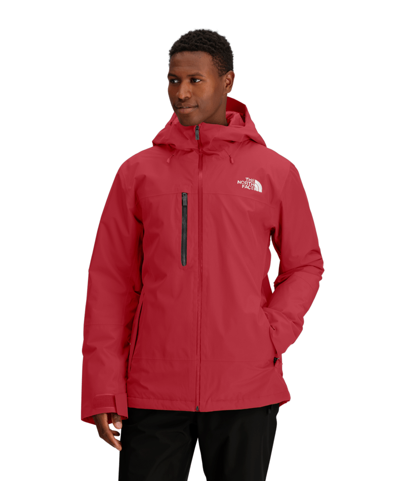 The North Face Red Waterproof Hooded Hardshell Jacket – DryVent Seam-Sealed Shell Helmet-Compatible Hood Chest Zip Pocket Hip Pockets TNF Outerwear