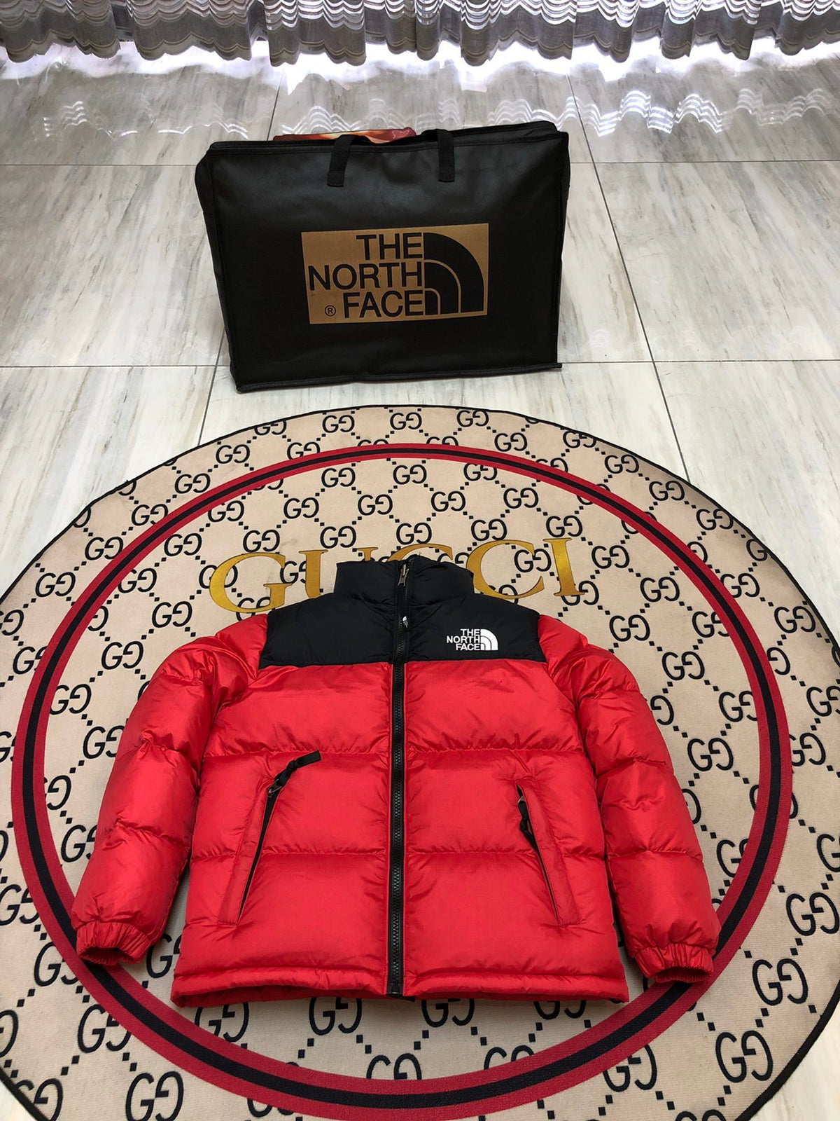 The North Face Red & Black 700-Fill Nuptse Down Puffer Jacket