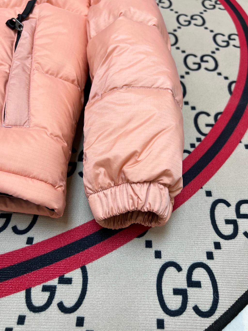 The North Face Coral Pink & Black 700-Fill Nuptse Down Puffer Jacket