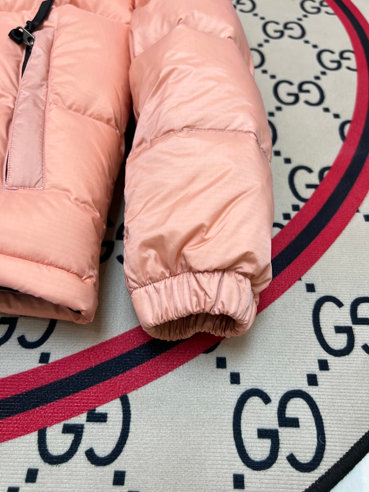 The North Face Coral Pink & Black 700-Fill Nuptse Down Puffer Jacket
