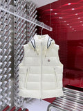 Moncler White Hooded Down Vest – Premium Insulated Sleeveless Jacket