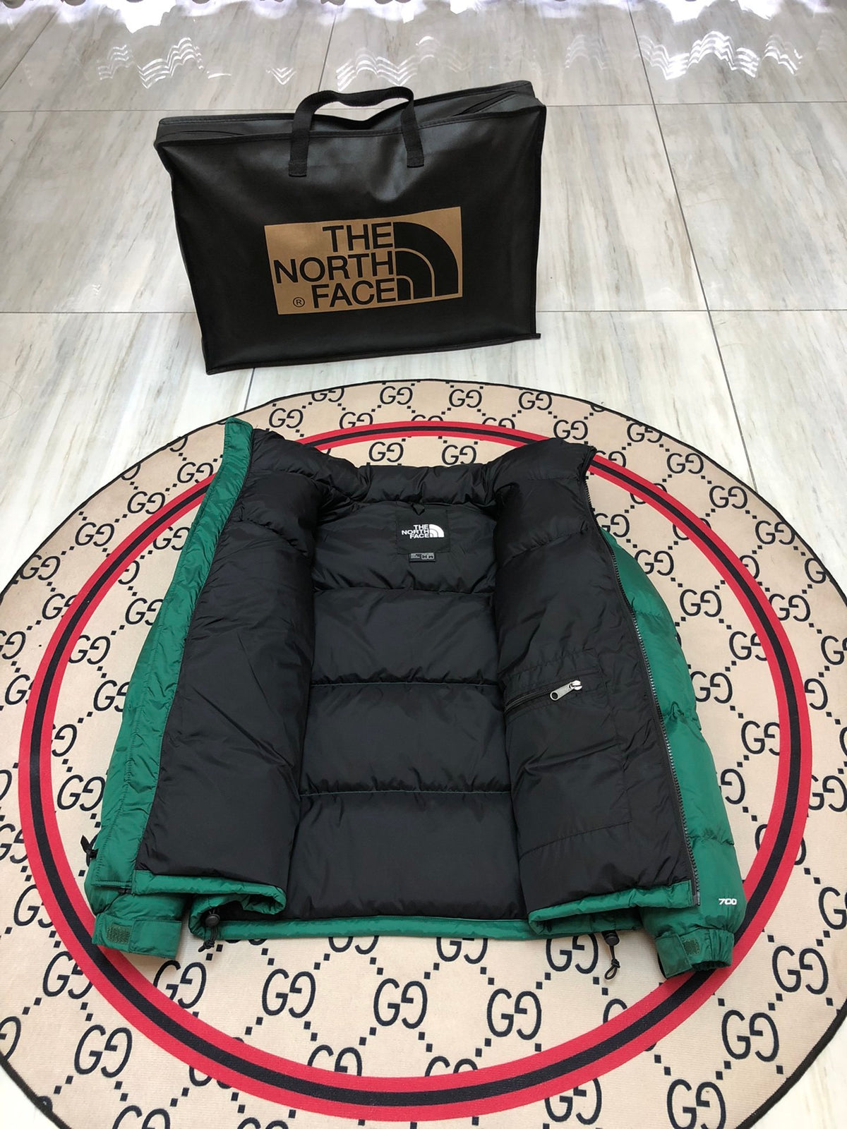 The North Face Green & Black 700-Fill Nuptse Down Puffer Jacket