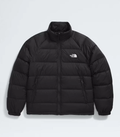 The North Face Black Nuptse Hooded Down Jacket – 700-Fill Down DWR Shell High Stand Collar Hip Zip Pockets TNF Logo The North Face Outerwear