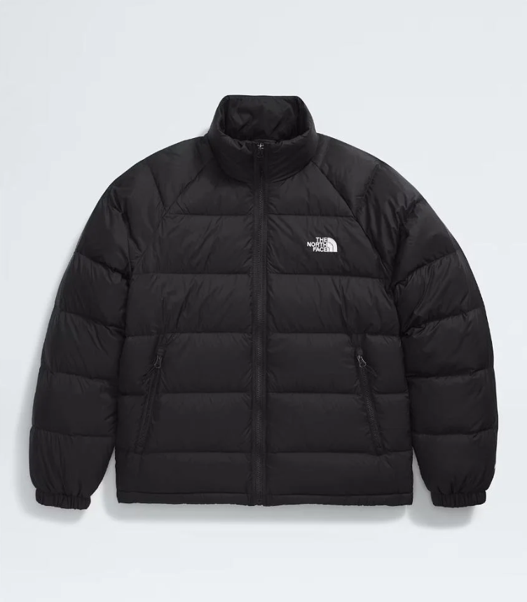 The North Face Black Nuptse Hooded Down Jacket – 700-Fill Down DWR Shell High Stand Collar Hip Zip Pockets TNF Logo The North Face Outerwear