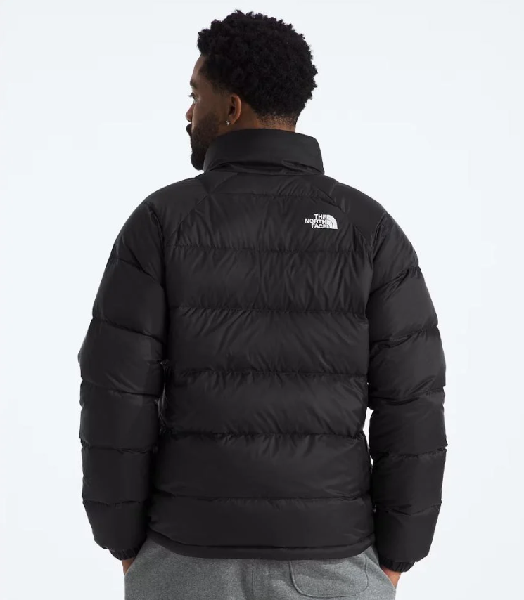 The North Face Black Nuptse Hooded Down Jacket – 700-Fill Down DWR Shell High Stand Collar Hip Zip Pockets TNF Logo The North Face Outerwear