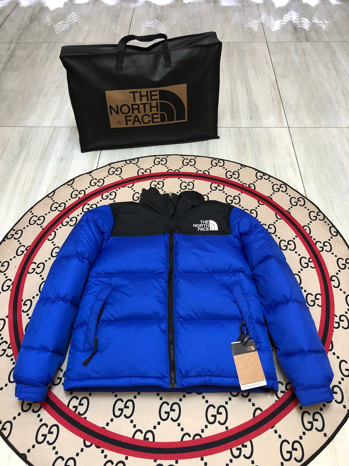 The North Face Blue & Black 700-Fill Nuptse Down Puffer Jacket