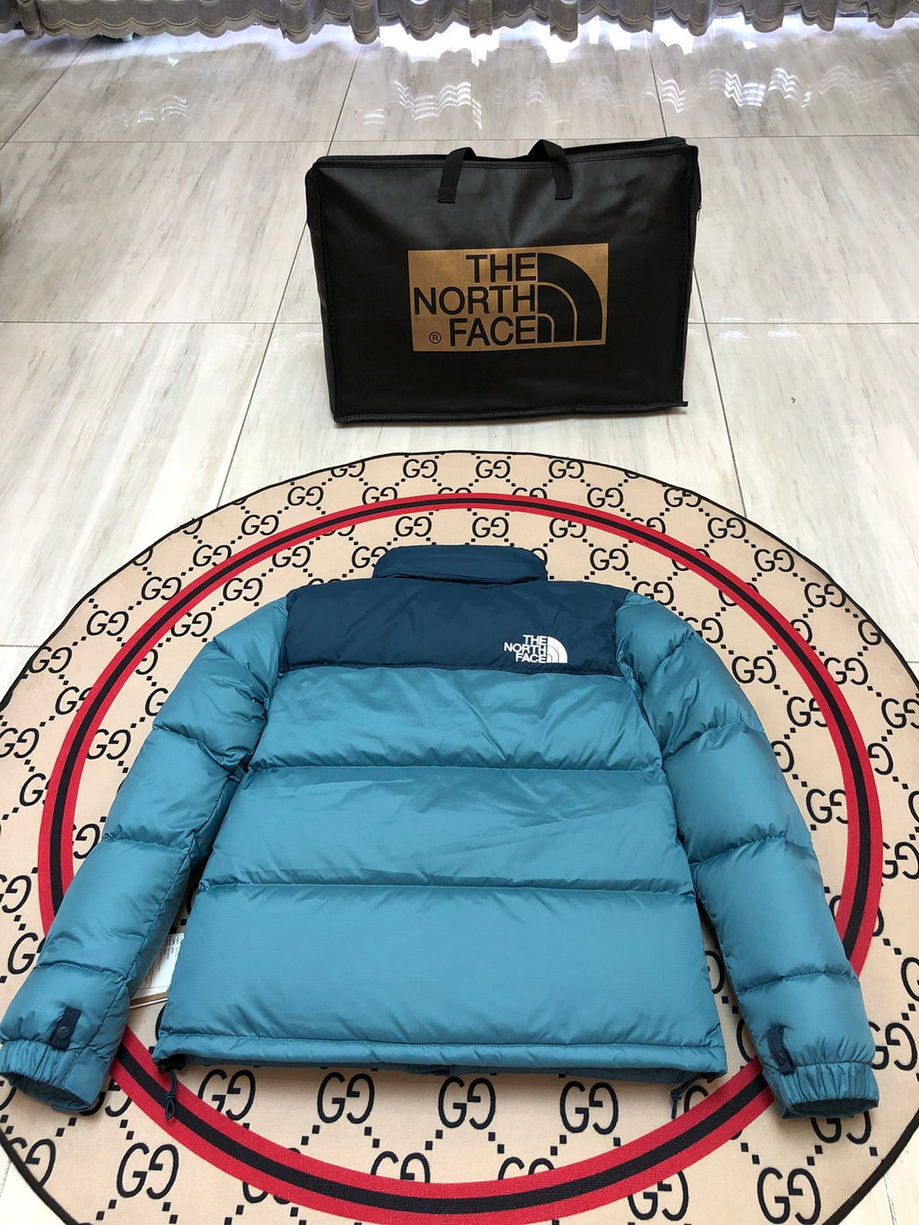 The North Face Teal Blue 700-Fill Nuptse Down Puffer Jacket