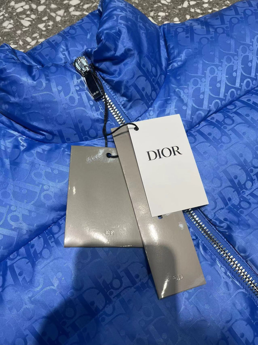 Dior Royal Blue Down Vest – Oblique Jacquard Insulated Sleeveless Jacket